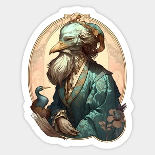 Art Nouveau Bearded Dodo Professor Sticker
